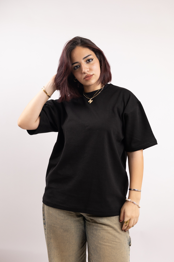 Oversized Plain Black T-Shirt – Casual Fit