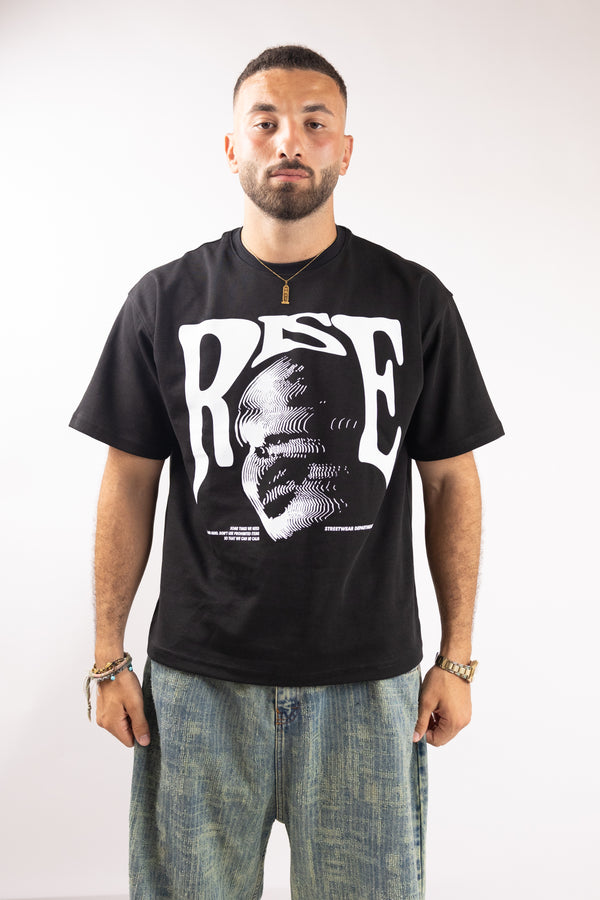 RAZE Cropped Boxy Graphic Tee – Black