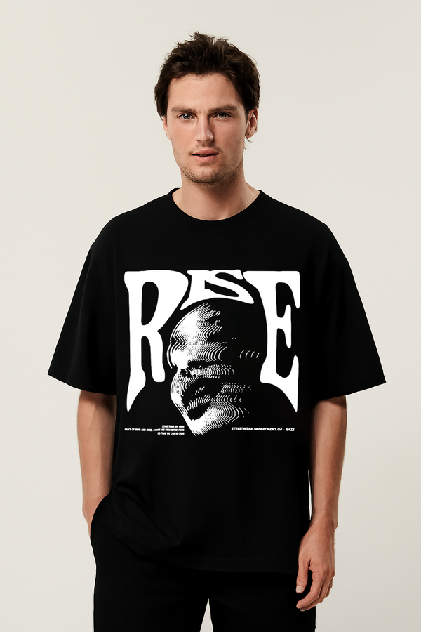 RAZE Cropped Boxy Graphic Tee – Black